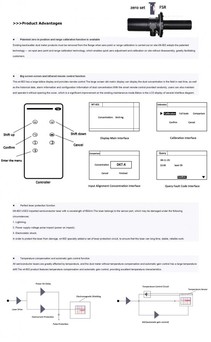 Medidor de Poeira Laser WT602 Monitoramento de PM em Tempo Real para CEMS, Caldeiras Industriais e Sistemas de Controle de Emissões 3